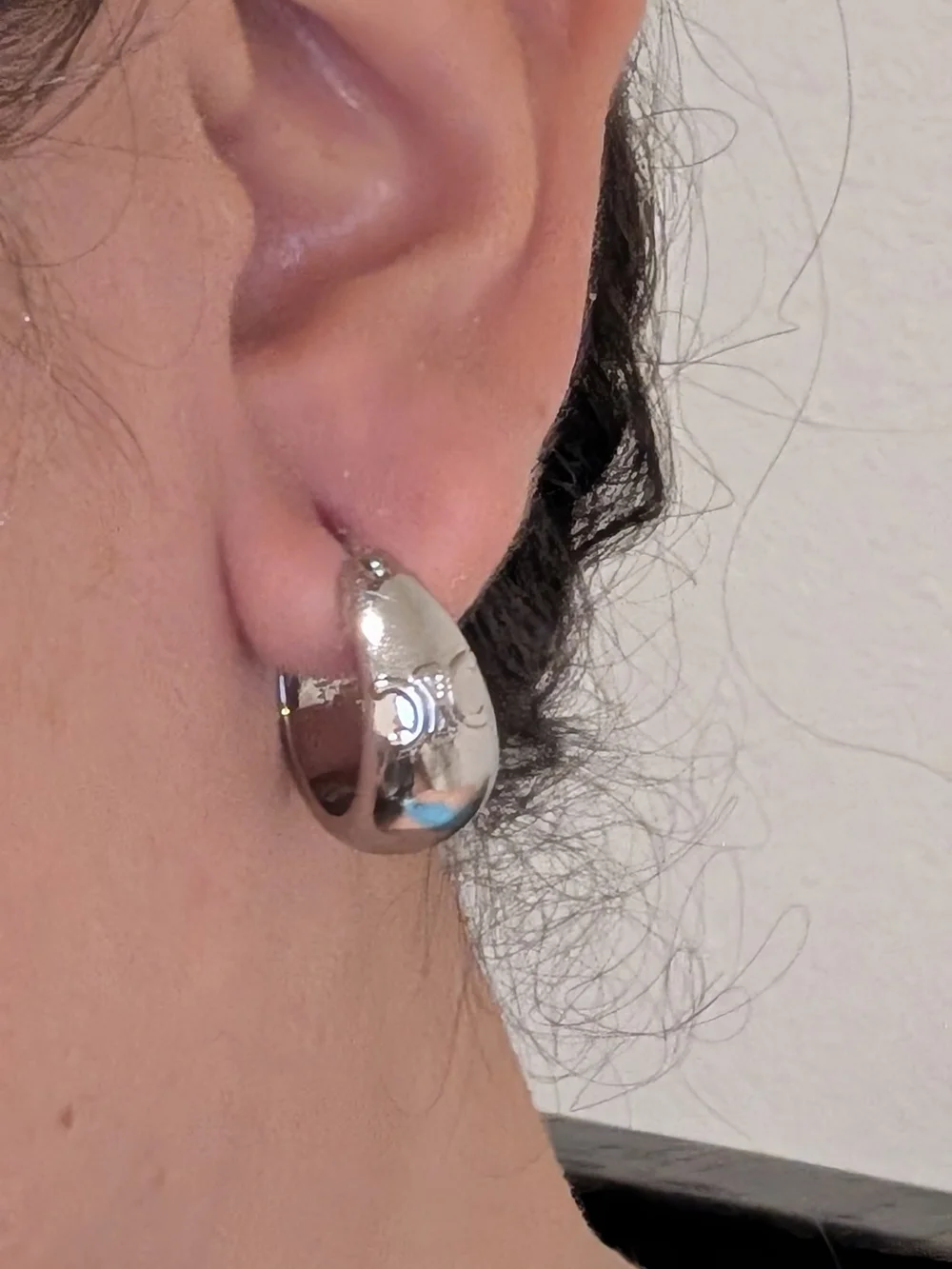 Style CELINE Paris Silver-Tone  Hoop Earrings Nwot